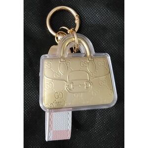 Gucci Inspired Gold Foil Handbag Keychain Charm GG Monogram Pink Checkered Strap